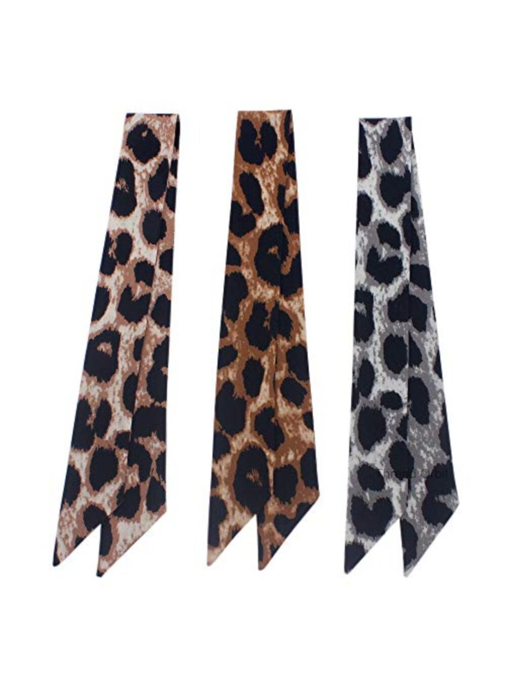 3pcs Imitated Silk Leopard Scarf Set Bag Handle Ribbon Hair Head Band Neck